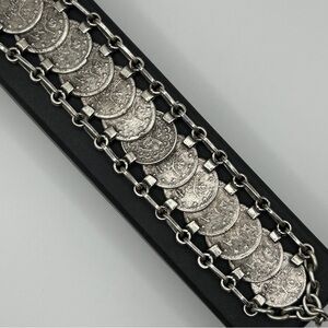 Mozaic - Wide Silver Coin Statement Bracelet